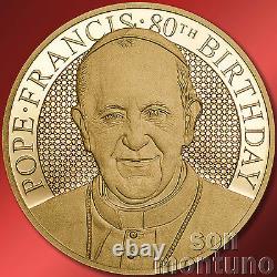 1/10 OZ POPE FRANCIS 80TH BIRTHDAY 26mm 24k Gold Coin 2016 COOK ISLANDS $20