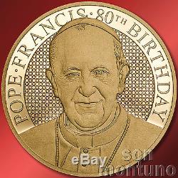 1/4 OZ POPE FRANCIS 80TH BIRTHDAY 35mm 24k Gold Coin 2016 COOK ISLANDS $20