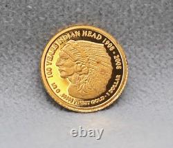 $1 Cook Islands 100 Years Indian Head. 5 Gram. 99999 Fine Gold Coin 2008