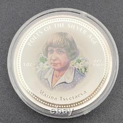 1 Oz MARINA TSVETAEVA Silver Coin Colorized Poets of the Silver Age