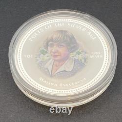 1 Oz MARINA TSVETAEVA Silver Coin Colorized Poets of the Silver Age