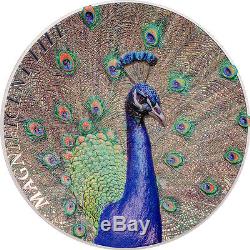 1 Unze Silber Proof High Relief Peacock Magnificent Life Cook Islands 2015
