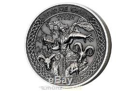 $10 Dollar Norse Gods Thor Ultra High Relief Cook Islands 2 oz Silver 2015