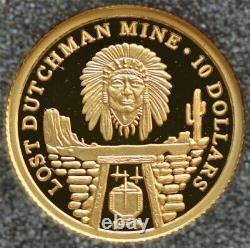 $10 GOLD! Lost Dutchman Gold Mine, Indian, Cook Island. 999 Gold Proof 2006