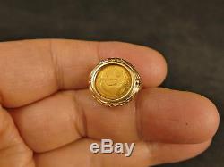 14K GOLD RING With 1991 COOK ISLANDS. 999 FINE GOLD 25 DOLLAR COIN TUCSON ESTATE