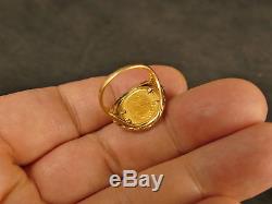 14K GOLD RING With 1991 COOK ISLANDS. 999 FINE GOLD 25 DOLLAR COIN TUCSON ESTATE