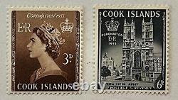 1953 Cook Islands Coronation Pair Of Two Mint Og Stamps Queen Elizabeth II