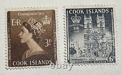 1953 Cook Islands Mint Mh Set Of 2 Coronation Stamps Queen Elizabeth II