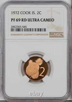 1972 Cook Islands 2 Cents Ngc Pf 69 Rd Ultra Cameo Finest Known Top Pop
