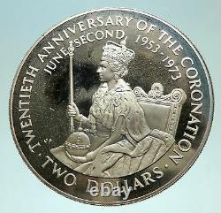 1973 COOK ISLANDS ELIZABETH II Coronation Proof Silver 2 Dollars Coin i76040