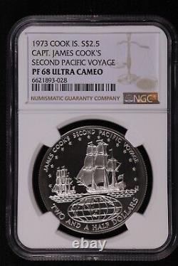 1973 Cook Islands Silver 2.5 Dollars James Cook Voyage Ngc Pf 68 Uc