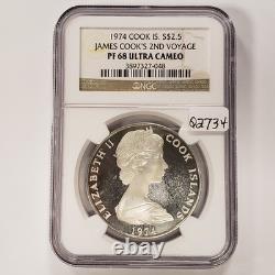 1974 $2.50 Cook Islands James Cook 2nd Voyage. 8134 ASW NGC PF 68 UC Q2734