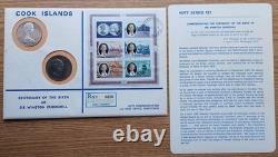 1974 Cook Islands Silver Coin & FDC, Hutt Series 127 Churchill Centenary #23/350