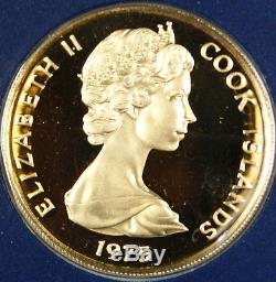 1975 $100 Cook Islands Proof Gold Coin, 900/1000 Fine Gold, Capt. Cook In Binder