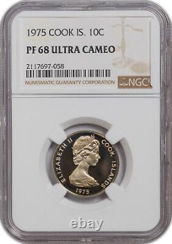 1975 Cook Islands 10 Cents Ngc Pf 68 Ultra Cameo Toned Only 1 Graded Higher