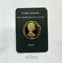 1975 Cook Islands $100 Dollars Gold Coin Second Voyage 1775 Proof