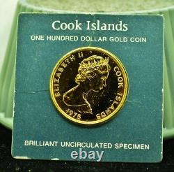 1975 Cook Islands $100 Return Of Captain James Cook BU 90% Gold