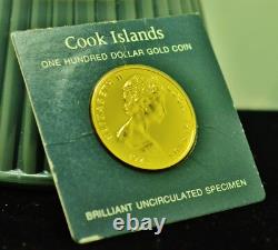 1975 Cook Islands $100 Return Of Captain James Cook BU 90% Gold