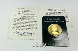 1975 Franklin Mint Cook Islands One Hundred Dollar $100 Gold Coin 9.6g. 900