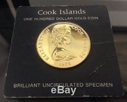 1975 UNCIRCULATED $100 COOK ISLANDS 90% GOLD COIN NO RESERVE