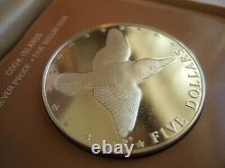 1976 Cook Islands FIVE DOLLAR SILVER COIN Mangara Kingfisher Official Boxed