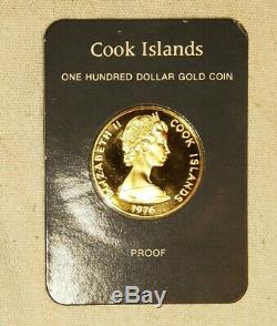 1976 One Hundred Dollar($100) Cook Islands Proof Gold Coin In Card Franklin Mint