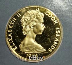 1976 One Hundred Dollar($100) Cook Islands Proof Gold Coin In Card Franklin Mint