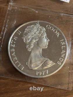 1977 COOK ISLANDS $25 DOLLARS SILVER JUBILEE 1.5 Oz PROOF SILVER CROWN