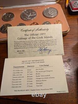 1977 Coinage Of Cook Islands. 500 Fine Silver FM, Certificates, Proof Set