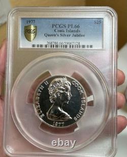 1977 Cook Islands $25 PCGS PL66 Queen 25th Anniversary Silver Coin