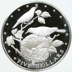 1978 COOK ISLANDS Elizabeth II WARBLER BIRDS Old Proof Silver $5 Coin i117455