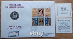 1978 Cook Islands $10 Silver Proof Coin FDC, 25th Anniversary Coronation #23/100