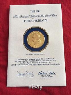 1978 Cook Islands 250 Dollars GOLD Proof