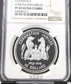 1978 Cook Islands Silver 10 Dollars Queens Jubilee Ngc Pf 69 Ultra Cameo Rare