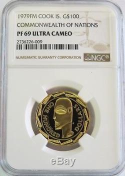1979 Fm Gold Cook Islands $100 Commonwealth Nations Ngc Proof 69 Ultra Cameo