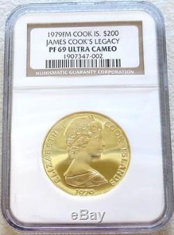 1979 Fm Gold Cook Islands $200 James Cook Legacy Ngc Proof 69 Ultra Cameo