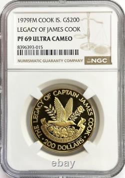 1979 Gold Cook Islands $200 Dollar Legacy Of James Cook Coin Ngc Proof 69 Uc