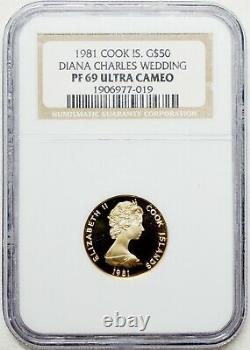 1981 Cook Islands Gold ROYAL WEDDING DIANA Royal Mint NGC PF 69 Low Mint