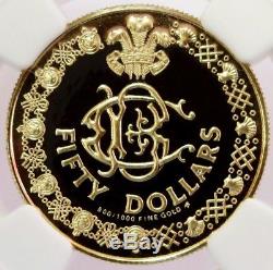 1981 Gold Cook Islands $50 Dollar Royal Wedding Coin Ngc Proof 69 Ultra Cameo