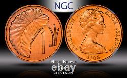 1983 Cook Islands 1 One Cent Ngc Ms 66 Rd Unc Bu Finest Known Worldwide