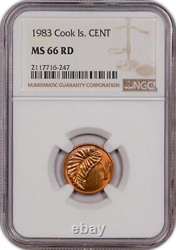 1983 Cook Islands 1 One Cent Ngc Ms 66 Rd Unc Bu Finest Known Worldwide