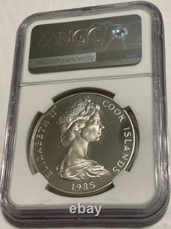 1985 Cook Islands 2ND P. I. C. 925 Silver Dollar NGC PF 69 Ultra Cameo NGC 9/0