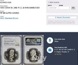 1985 Cook Islands 2ND P. I. C. 925 Silver Dollar NGC PF 69 Ultra Cameo NGC 9/0