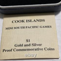 1985 Silver Proof Cook Islands $1 Dong Dollar 2nd P. I. C. & Mini Games OGP COA