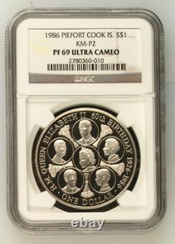 1986 Piefort Cook Islands Silver 60th Birthday of Queen Elizabeth II NGC PF69UC