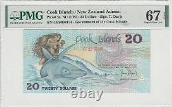 1987 Cook Island 20 Dollars P-5a PMG 67 EPQ Superb Gem UNC