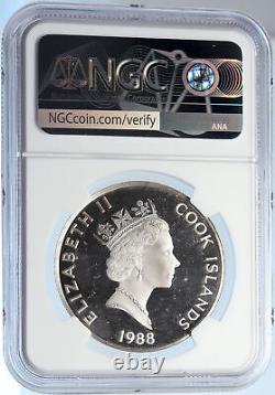 1988 COOK ISLANDS Elizabeth II RICHARD E. BYRD Proof Silver $50 Coin NGC i105778