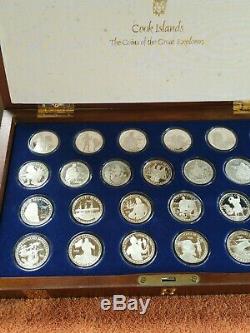1988 Cook Islands Coins Of The Great Explorers 25-coin Set Chest Sterling Silver