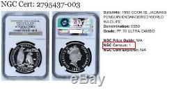 1990 COOK ISLANDS SILVER JACKASS PENGUIN SILVER NGC PCGS ANACS PF 70 wildlife