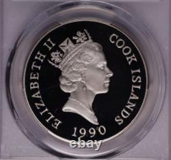 1990 COOK ISLANDS Silver 50 Dollars Eagle Owl Endangered Wildlife PCGS PR70 DCAM